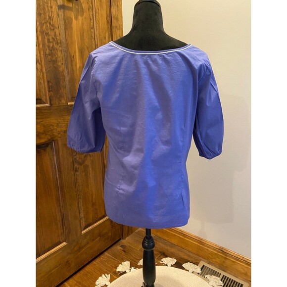 GAP Periwinkle 3/4 Sleeve Embroidery Boho Peasant Blouse Womens Size Medium Top - Picture 5 of 12